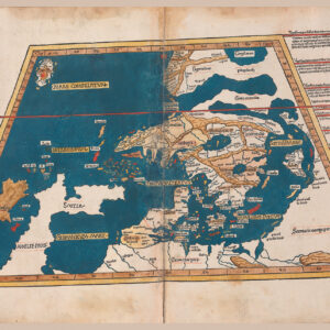 Poster showing the first map of Scandinavia