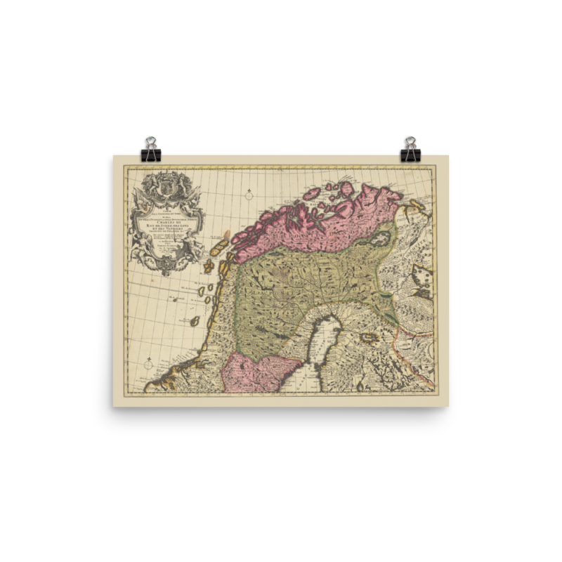 Poster showing northern Sweden and Norway 1708
